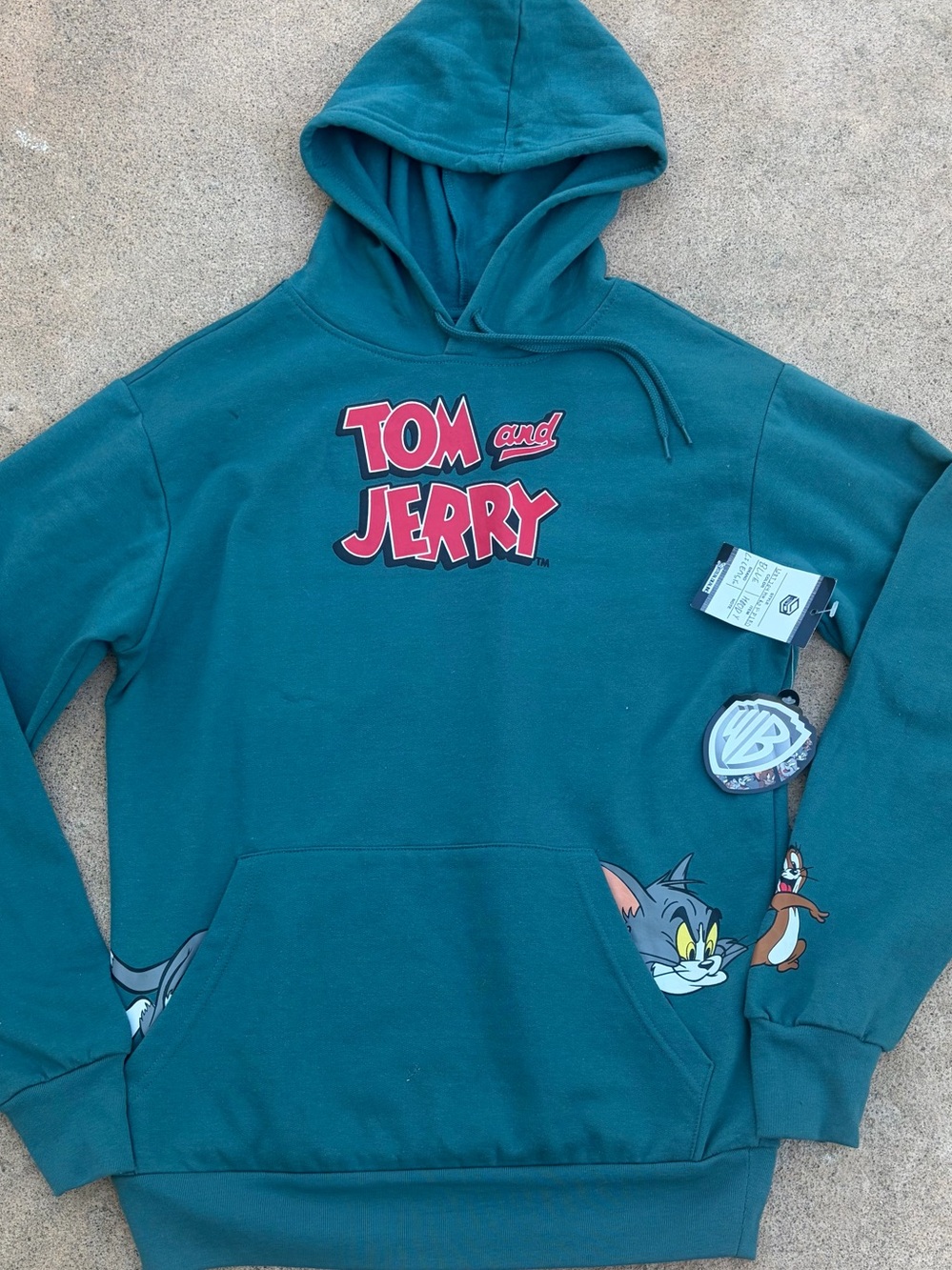 Tom and Jerry Teal Pullover Hoodie - Graphic Men's Sweater